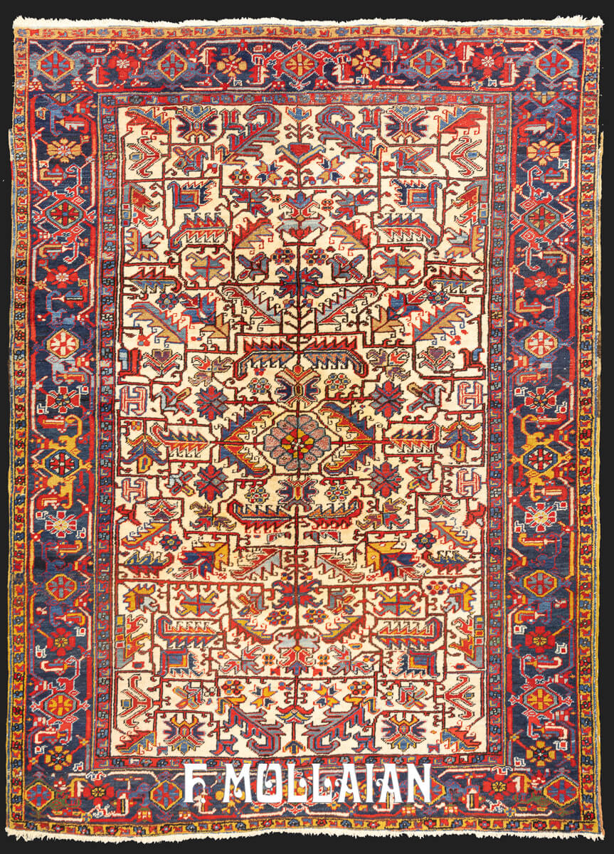 Antique Heriz Rug Beige Field n°:801065